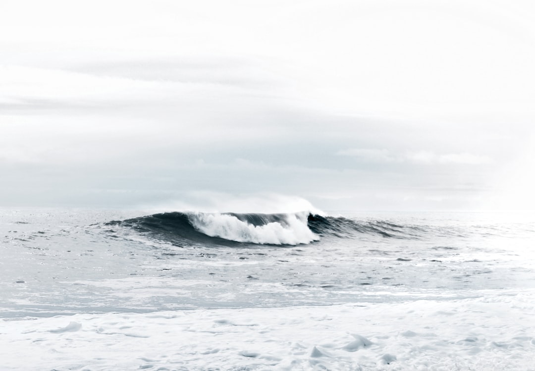 Surfer riding a wave with energy-efficient statistics overlay